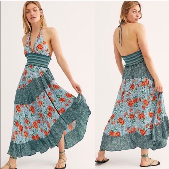 Free People Gabriela Halter Dress V-Neck Hem Dress - Picture 2 of 10